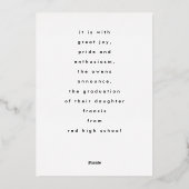 Goud AFSTUDEERDER van geperste Folie van 22 aankon Folie Uitnodiging (Achterkant)