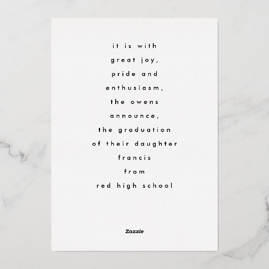 Goud AFSTUDEERDER van geperste Folie van 22 aankon Folie Uitnodiging (Achterkant)