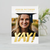 GOUD AFSTUDEERDER "YAY!" Aankondiging van de acade (Staand Voorkant)