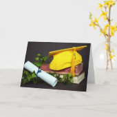 Goud Afstudeerdopje op boeken Kaart (Gele Bloem)