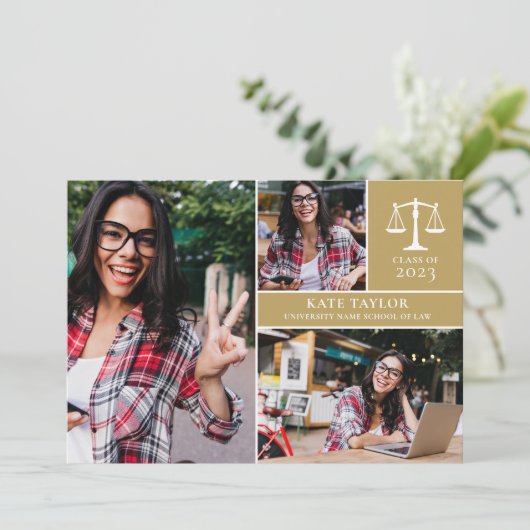Goud Afstudeerfeest 3 Foto Rechtsgeleerdheid Afstu Kaart (Staand voorkant)
