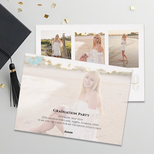 Goud Afstuderen Calligrafie Fotocollage Folie Uitnodiging