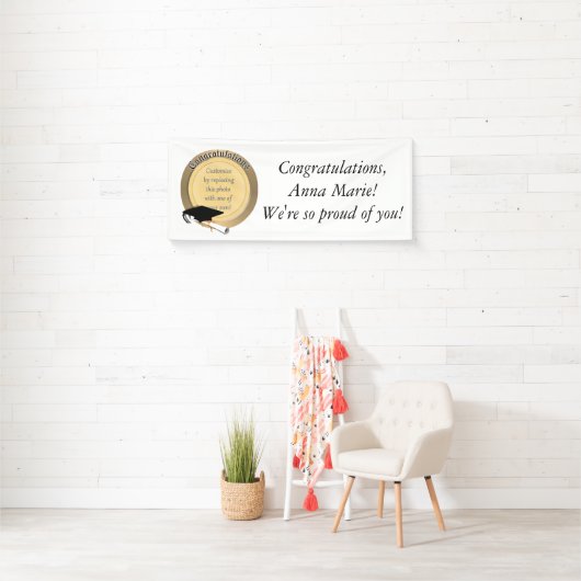 Goud Afstuderen cirkel foto Lijst Spandoek (Insitu)