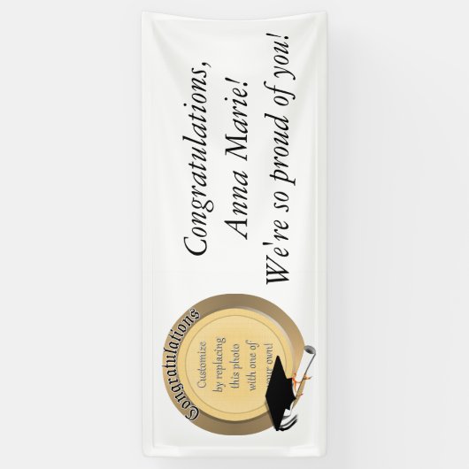 Goud Afstuderen cirkel foto Lijst Spandoek (Verticaal)