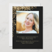 Goud Afstuderen Foto Blauwe Marineballonnen Aankondiging (Achterkant)