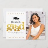 Goud afstuderen foto vet modern typografie pet aankondiging (Voorkant)