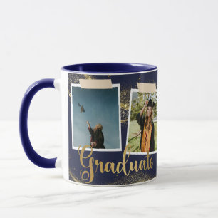 Goud Afstuderen Fotonaam Blauw Afstuderen Mok