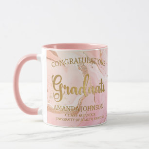 Goud Afstuderen Gefeliciteerd Roze Afstuderen Mok
