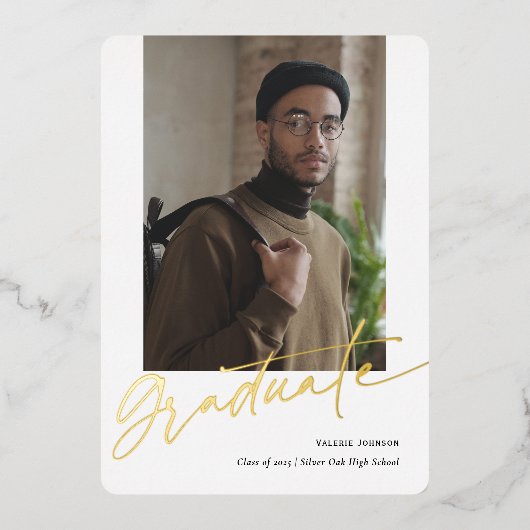 Goud afstuderen, moderne foto afstuderen kaarten (Voorkant)