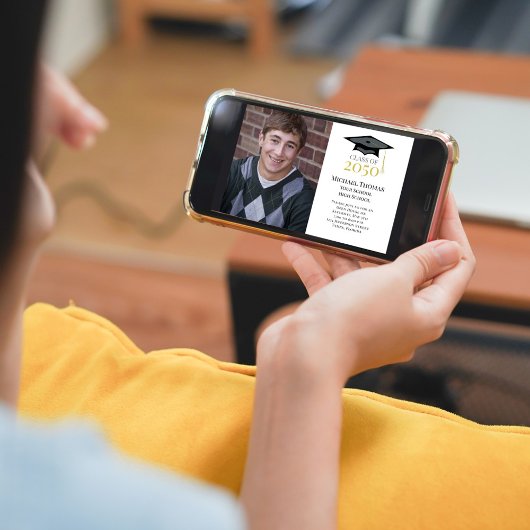 Goud Afstuderen Pet Fotosjabloon Kaart