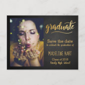 Goud Afstuderen | schoolbord de datumfoto opslaan Aankondigingskaart (Voorkant)