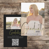 Goud Afstuderen Stijlvolle zwarte kalligrafie foto Kaart