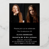 Goud Afstuderen Trendy Foto Afstuderen Aankondigin Folie Uitnodiging (Achterkant)