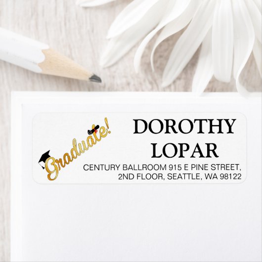 Goud Afstuderen typografie Etiket (Insitu)