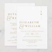 Goud alles in één minimalistische moderne monogram kaart (Voorkant / Achterkant)