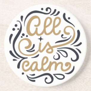 Goud Alles is Stilletjes Typografie Kerst Vakantie Zandsteen Onderzetter