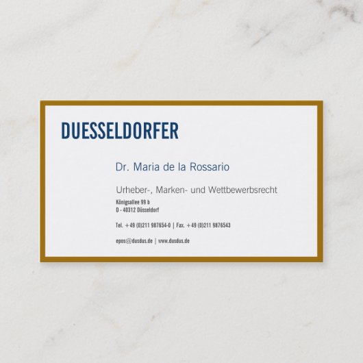 Goud als kleur  visitekaartje (Voorkant)