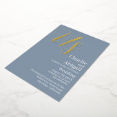 Goud Amerikaanse Moderne Elegante Trouw op Stofbla Folie Uitnodiging (Gedraaid)