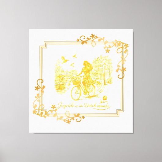 Goud Amsterdam Gebogen Bruggen Charme Canvas Afdruk (Voorkant)
