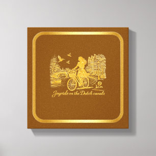 Goud Amsterdam Gebogen Bruggen Charme Canvas Afdruk