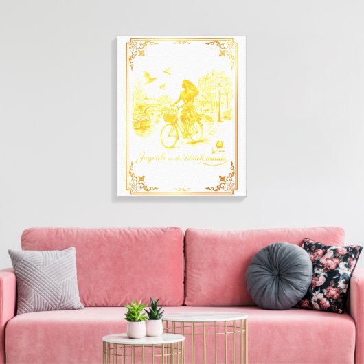 Goud Amsterdam Gebogen Bruggen Charme Canvas Afdruk (Insitu (Woonkamer))