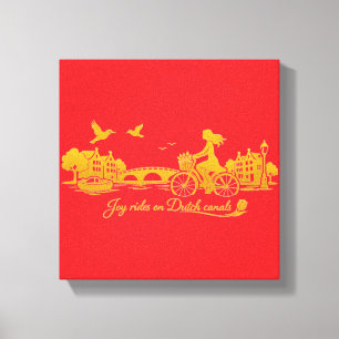 Goud Amsterdam Gebogen Bruggen Charme Canvas Afdruk