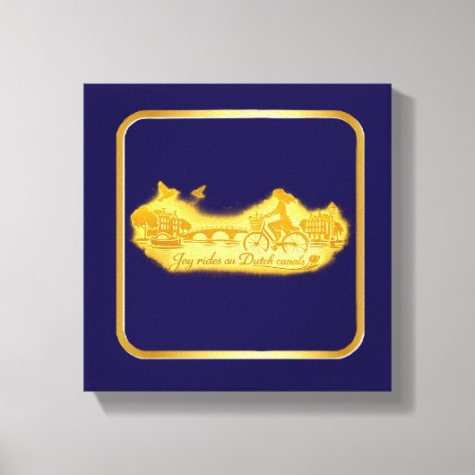 Goud Amsterdam Gebogen Bruggen Charme Canvas Afdruk (Voorkant)