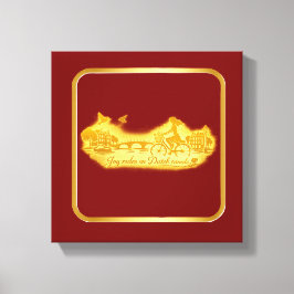 Goud Amsterdam Gebogen Bruggen Charme Canvas Afdruk