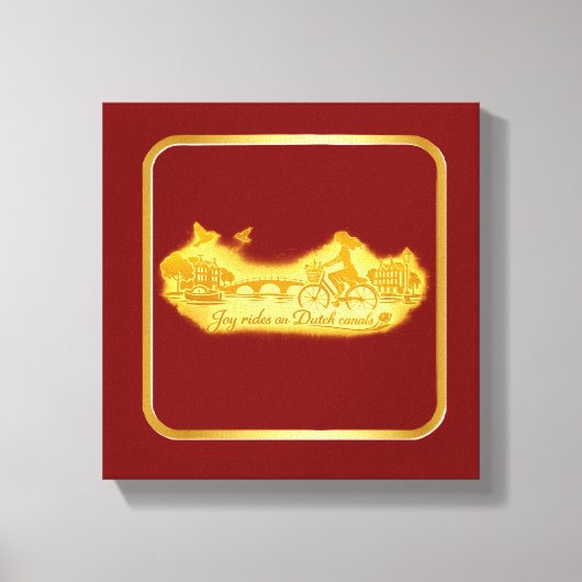 Goud Amsterdam Gebogen Bruggen Charme Canvas Afdruk (Voorkant)