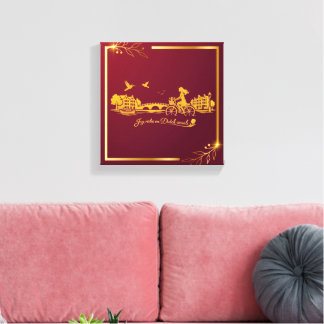 Goud Amsterdam Gebogen Bruggen Charme Canvas Afdruk
