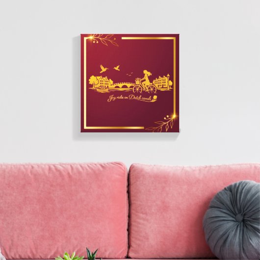 Goud Amsterdam Gebogen Bruggen Charme Canvas Afdruk (Insitu (Woonkamer))