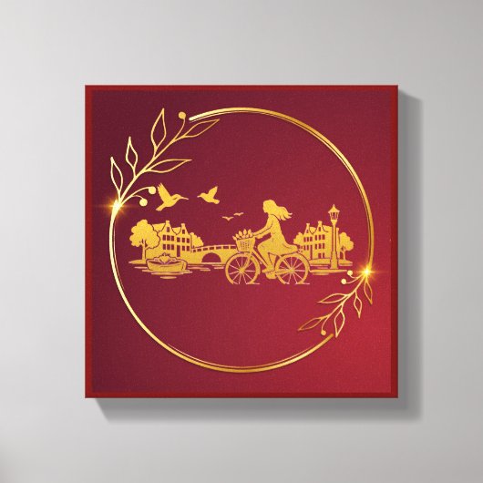 Goud Amsterdam Gebogen Bruggen Charme Canvas Afdruk (Voorkant)