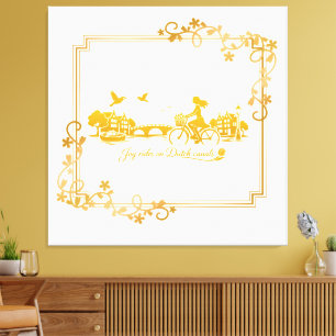 Goud Amsterdam Gebogen Bruggen Charme Canvas Afdruk