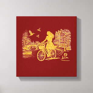 Goud Amsterdam Gebogen Bruggen Charme Canvas Afdruk