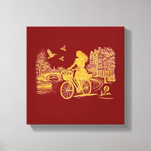 Goud Amsterdam Gebogen Bruggen Charme Canvas Afdruk (Voorkant)