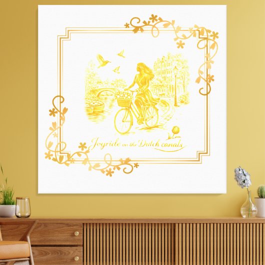 Goud Amsterdam Gebogen Bruggen Charme Canvas Afdruk (Insitu (Woonkamer))