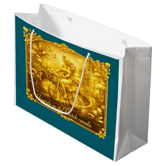 Goud Amsterdam Gebogen Bruggen Charme Groot Cadeauzakje (Voorkant Gekanteld)