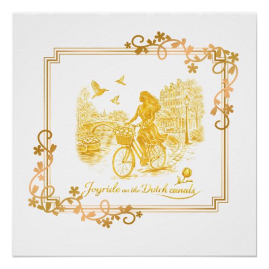 Goud Amsterdam Gebogen Bruggen Charme Perfect Poster (Voorkant)