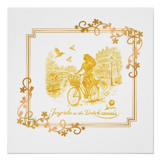 Goud Amsterdam Gebogen Bruggen Charme Perfect Poster (Voorkant)