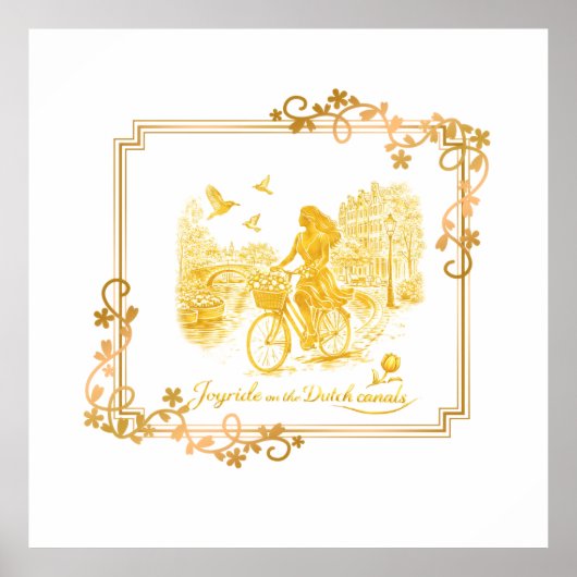 Goud Amsterdam Gebogen Bruggen Charme Poster (Voorkant)