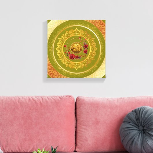 Goud Amsterdam Gebogen BrugUitgerekte Canvasprint Canvas Afdruk (Insitu (Woonkamer))