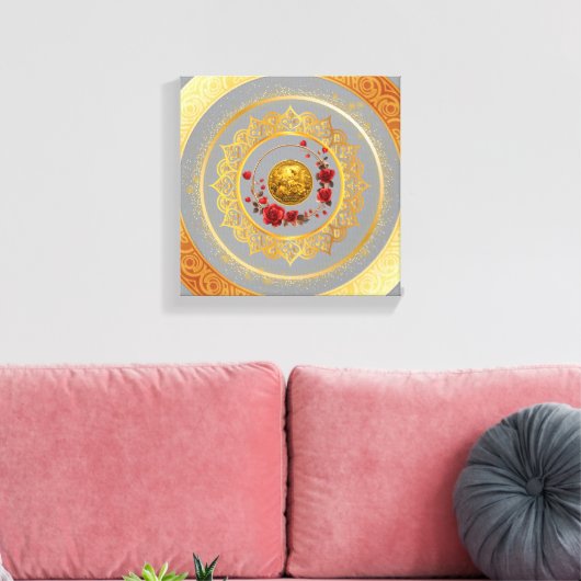 Goud Amsterdam Gebogen BrugUitgerekte Canvasprint Canvas Afdruk (Insitu (Woonkamer))