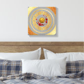 Goud Amsterdam Gebogen BrugUitgerekte Canvasprint Canvas Afdruk (Insitu (Slaapkamer))