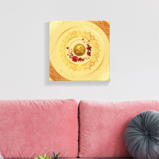 Goud Amsterdam Gebogen BrugUitgerekte Canvasprint Canvas Afdruk (Insitu (Woonkamer))