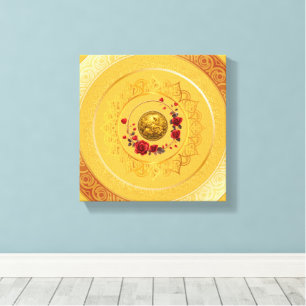 Goud Amsterdam Gebogen BrugUitgerekte Canvasprint Canvas Afdruk