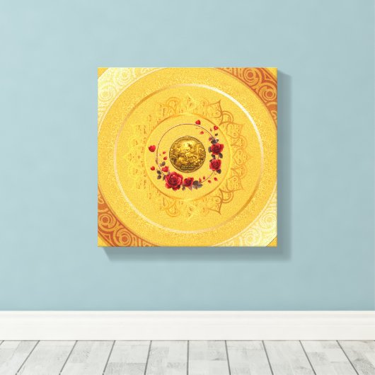Goud Amsterdam Gebogen BrugUitgerekte Canvasprint Canvas Afdruk (Insitu (Houten vloer))