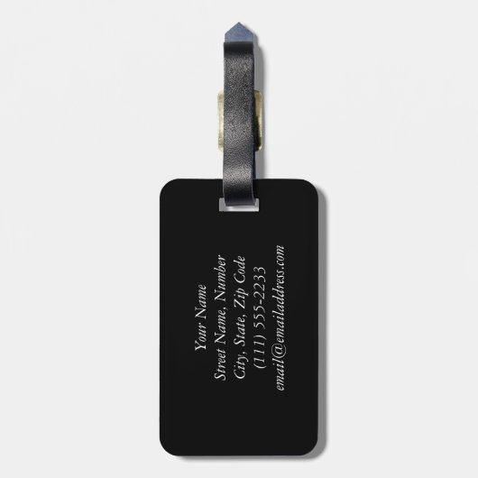 Goud anananas Bagagelabel met lederriem (Achterkant verticaal)