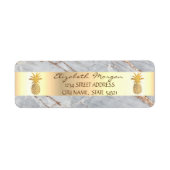 Goud anananas Grijs marmer Adres Etiket (Voorkant)