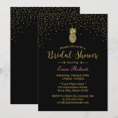 Goud anananas Modern Confetti Vrijgezellenfeest Kaart (Voorkant / Achterkant)