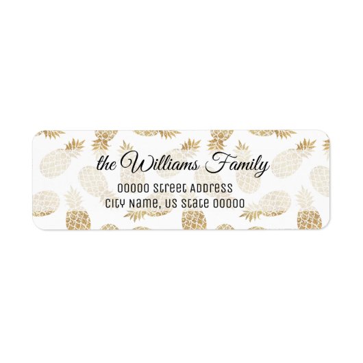 Goud anananas, persoonlijk terugkeeradres etiket (Voorkant)